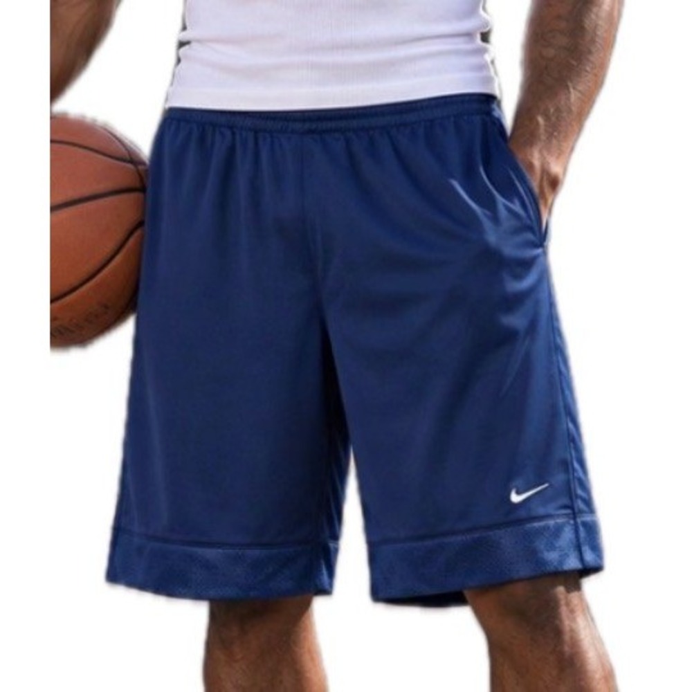 VTG Y2K Nike Basketball Shorts. Elastic Blue/White. Satin. Men's Size Large